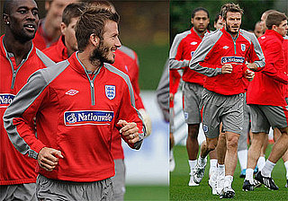 Photos of David Beckham Practicing Soccer in London