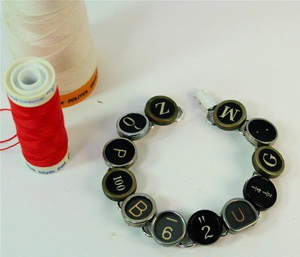 Etsy Charm Bracelet Made From Vintage Typewriter Keys