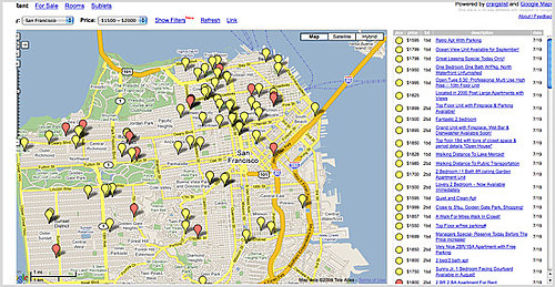 Craigslist and Google Maps Are Combined in HousingMaps