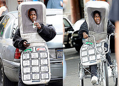 Tracy Morgan in a Cell Phone Costume on Set With Bruce Willis in NYC