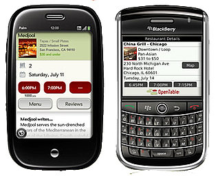 Open Table Adds Mobile Apps For the Palm Pre, BlackBerry