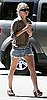 Ashley Olsen Running Errands in LA in a Boyfriend Shirt and Cut-Off Jean Shorts