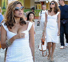 Photo of Eva Mendes in White Dress in Portofino, Italy Photo of Eva Mendes in White Dress in Portofino, Italy