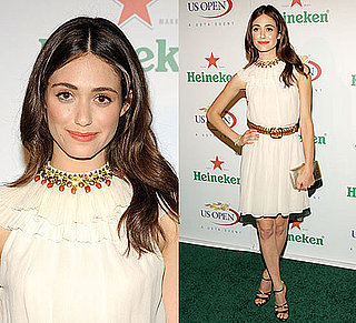 Photo of Emmy Rossum Wearing Cream Temperley London Dress at US Open Party in NYC