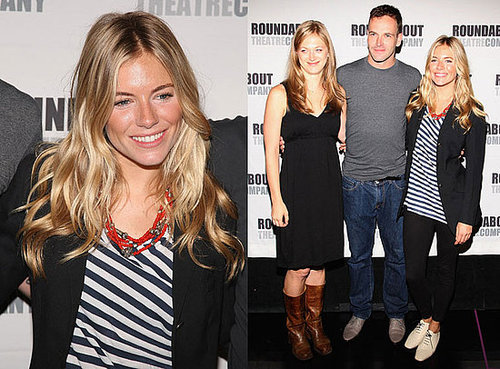 Sienna Miller Wears Striped Tank and Ivory Oxfords to Broadway