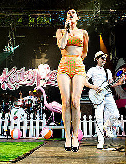 Katy Perry Jumps Onstage and Off 