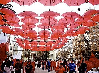 Cool Idea: A Roof of Red Umbrellas