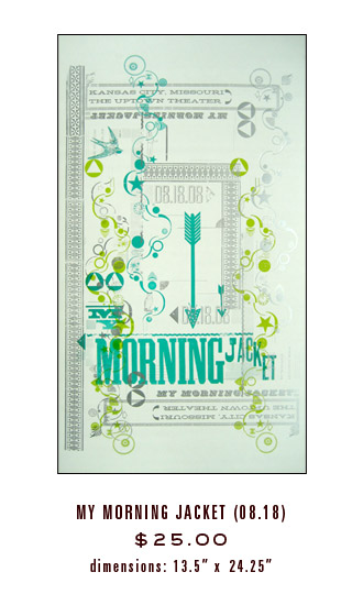 Start your own wall of music-related art with this silkscreened Hammerpress My Morning Jacket Poster ($25). Just make sure to mat and frame it to keep it looking its best.
Start your own wall of music-related art with this silkscreened Hammerpress My Morning Jacket Poster ($25). Just make sure to mat and frame it to keep it looking its best.