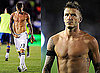 Photos of David Beckham Shirtless Playing For LA Galaxy Against Barcelona With Shirtless Thierry Henry