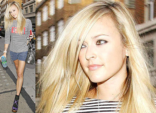 Photos Of Fearne Cotton Outside Radio One In Stripy Top And Short Shorts
