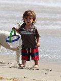 Matthew McConaughey and his son Levi at the beach