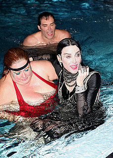 Daphne Guinness Trades in Skunk-Striped Hair for All Black, Swims in Pool Clothed for Art Basel Performance Piece