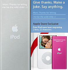 Apple Offers Free iPod Engraving For Mother's Day Apple Offers Free iPod Engraving For Mother's Day