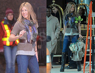 Jennifer Aniston and Aaron Eckhart on the Set of Traveling