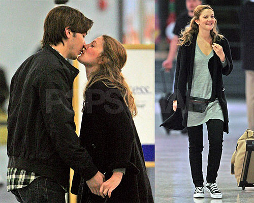 Drew Barrymore and Justin Long Kiss at New Orleans Airport