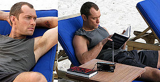 Jude Law Reading on the Beach