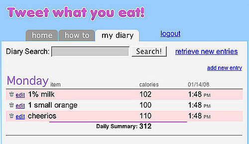 Website of the Day: Tweetwhatyoueat