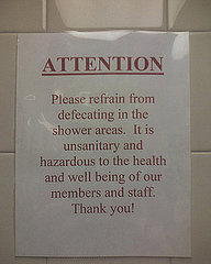Gym Note Asks Patrons Not to Defecate in Shower