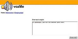 VozMe.com Creates MP3s in Robot Voice