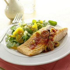 Fast & Easy Dinner: Broiled Salmon with Olive Tomato Vinaigrette