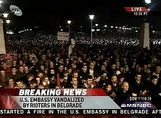 Headline: Protesters Enter US Embassy Grounds in Belgrade