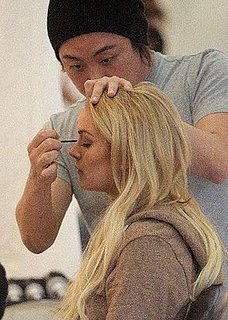Lindsay Lohan getting makeup done