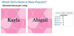 Play Our Which Girl's Name Is More Popular? Game! Play Our Which Girl's Name Is More Popular? Game!