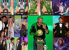 Harrison Ford Gets Slimed, Miley Cyrus And Drake Bell Win Big At The 2008 Nickelodeon Kids' Choice Awards.