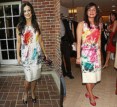 Demi Moore and Roopal Patel in Yves Saint Laurent brushstroke dress Demi Moore and Roopal Patel in Yves Saint Laurent brushstroke dress