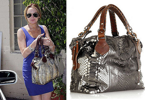 Found! Lindsay Lohan's Metallic Python Bag 