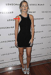 Gossip Girl Leighton Meester in black BCBG dress at Longchamp party