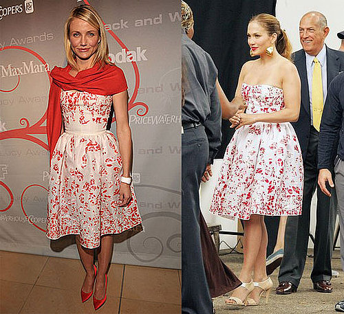 Who Wore It Better? Strapless Floral Oscar de la Renta Dress 