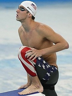 Michael Phelps Stretching and Olympic Inspired Clothing