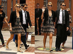 Charlize Theron Attends the 2008 Democratic National Convention in a Cute Print Dress and Black Blazer Charlize Theron Attends the 2008 Democratic National Convention in a Cute Print Dress and Black Blazer