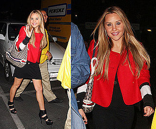 Amanda Bynes Attends Madonna Concert in Red Cropped Jacket and Gucci Bag