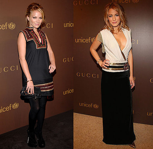 Becki Newton and Blake Lively in Gucci at UNICEF's Snowflake Lighting in NYC