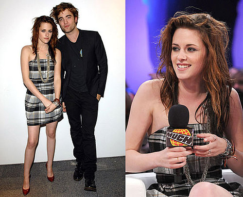 Kristen Stewart Wears a Plaid French Connection Dress Promoting Twilight