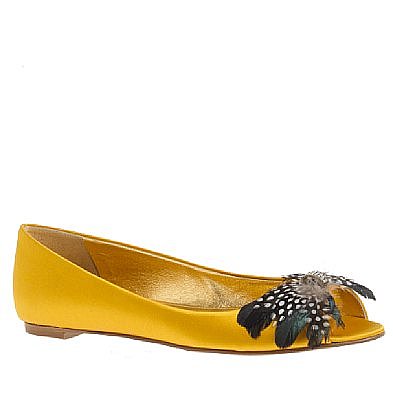 Babette jeweled-feather peep-toe flats