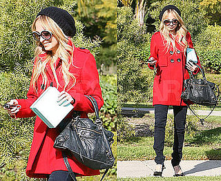 Photos of Nicole Richie in LA in a Red Coat