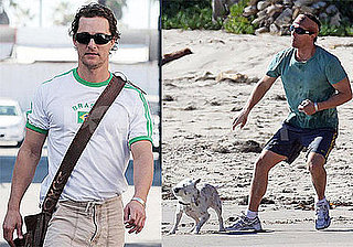 Photos of Matthew McConaughey Running With His Dog on the Beach