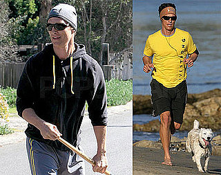 Photos of Matthew McConaughey Running, Skateboarding, and Stretching With His Dog
