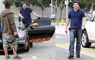 Patrick Dempsey Looks at a Jaguar Convertible