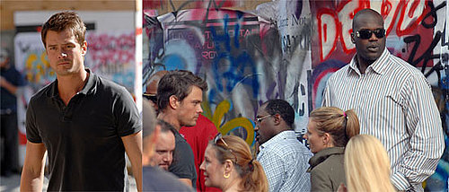 Josh Duhamel and Shaquille O'Neal on When In Rome Set
