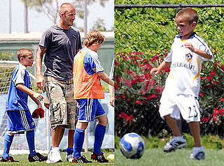 Photos of David Beckham Playing Soccer With Brooklyn and Romeo in LA