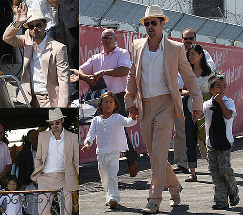 Photos of Brad Pitt, Maddox Jolie-Pitt, Pax Jolie-Pitt in Venice