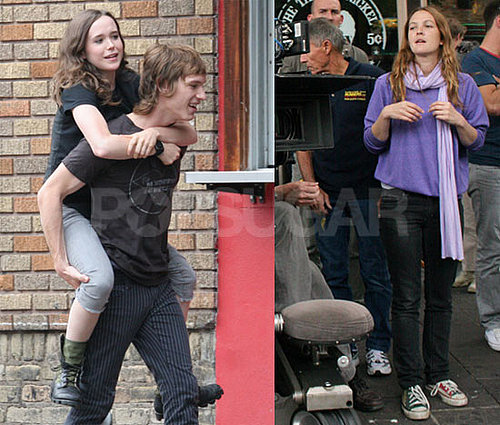 Drew Barrymore and Ellen Page on the Set of Whip It!