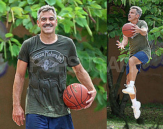 Photos of George Clooney Sweaty and With a Mustache on the Set of Men Who Stare at Goats