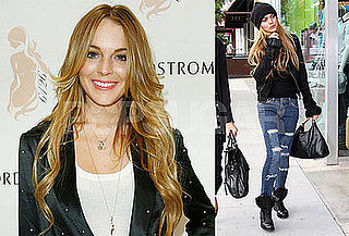 Photos of Lindsay Lohan Promoting Leggings and Shopping