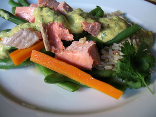 Poached Salmon With Curried Yogurt Sauce Poached Salmon With Curried Yogurt Sauce