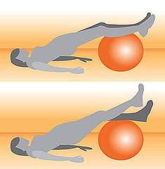 Exercise Ball: Bridge Single Leg Lifts Exercise Ball: Bridge Single Leg Lifts